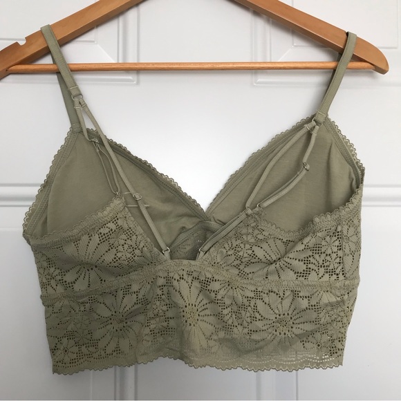 NWOT Aerie Being Lace Back Double Straps Sage Bralette Size L - Picture 4 of 10